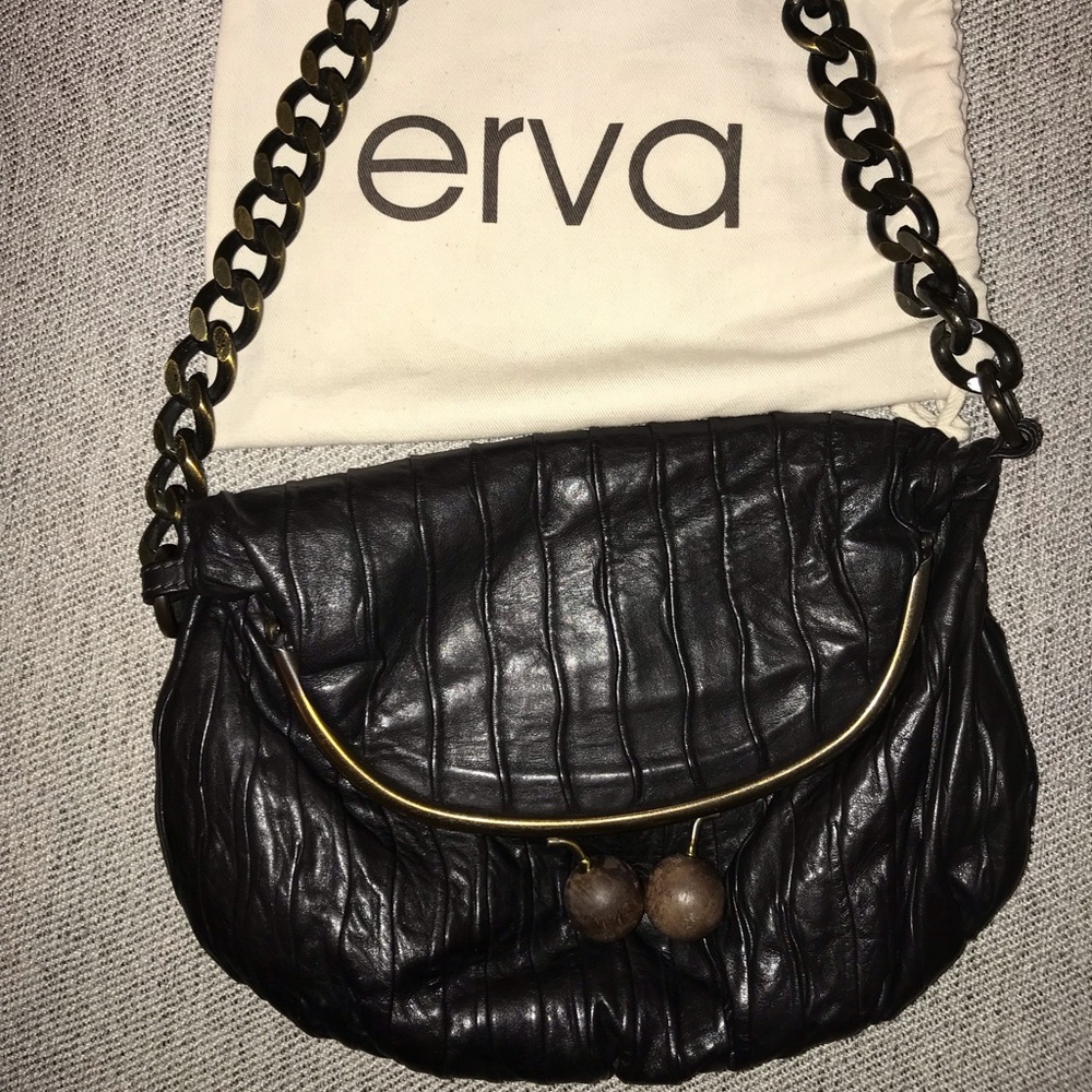 ERVA Black Leather Purse